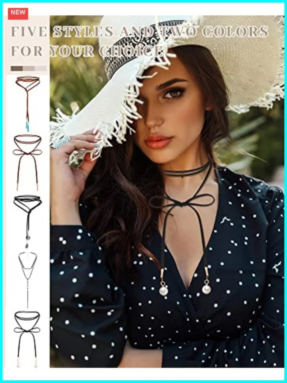 6 Pc Women's Choker Necklace Set Velvet Leather Layered Western